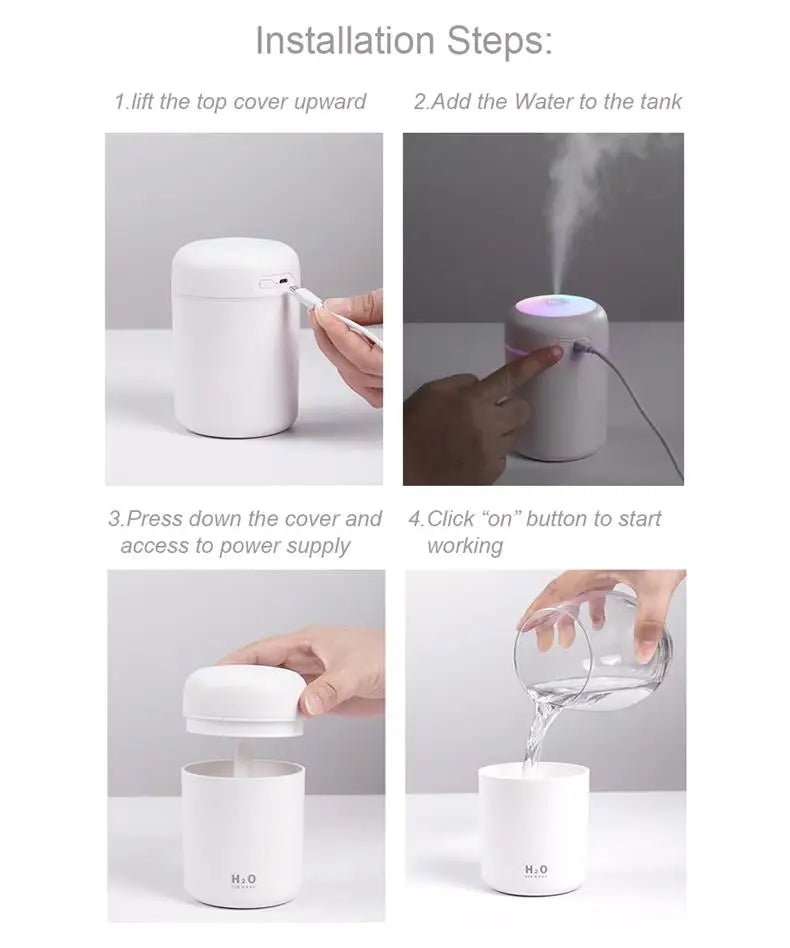 USB Cool Mist Humidifier | 300ml with Colorful Night Light