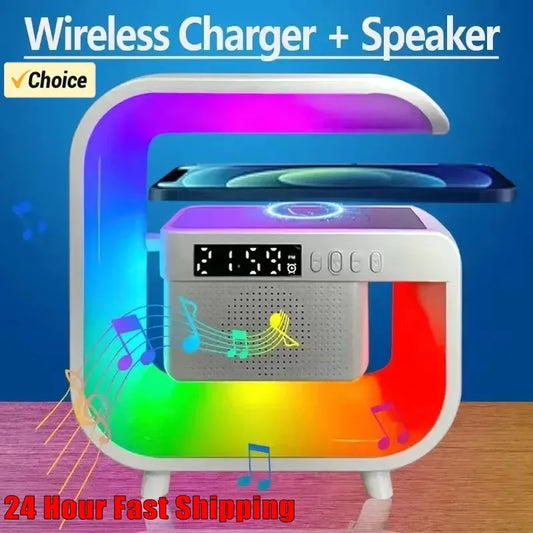 Multifunction Wireless Charger | Bluetooth Speaker, RGB Light, Fast Charging